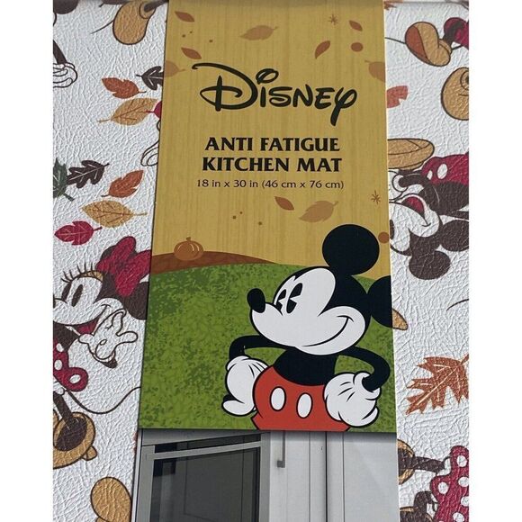 Disney Mickey & Minnie Mouse Anti Fatigue Kitchen Mat Autumn Fall Leaves 18x30” - Picture 4 of 10